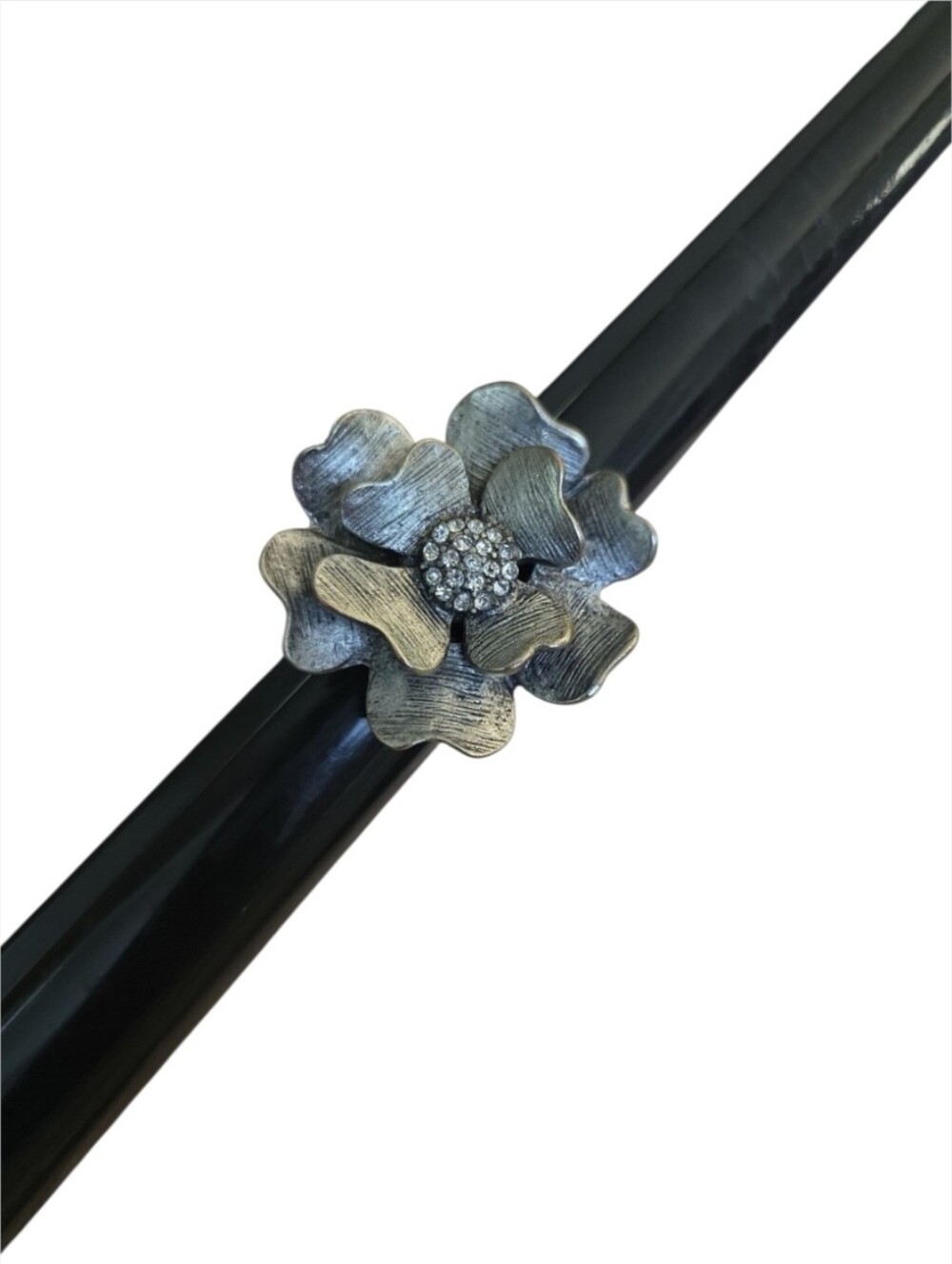 Vintage Size 8 Silver Toned Floral Stretch Ring
